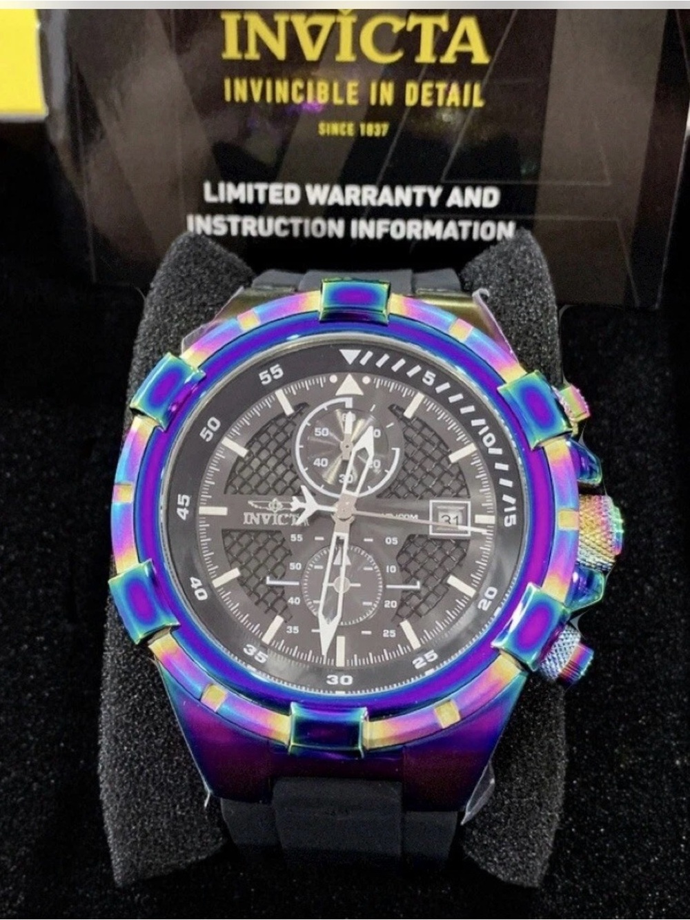 Invicta Men’s Watch - Iridescent Rainbow Case, Black Dial